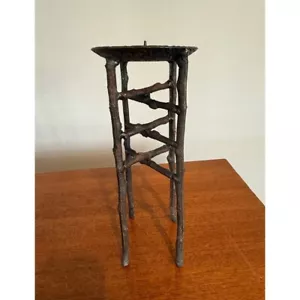 Portacandele vintage metà secolo brutalista geometrico quadrato metallo MCM - Foto 1 di 6