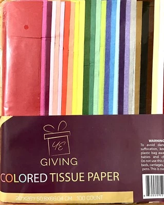 Tissue Wrapping Paper 10 Vibrant Colors Bulk 100 Sheets 26x20 Inches Gift Wrap - Image 1 of 4