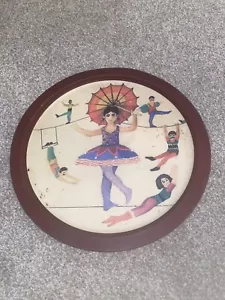 Vintage Dancing Ladies Gymnasts Oriental round Metal Bar Pub tray For Man Cave - Picture 1 of 2