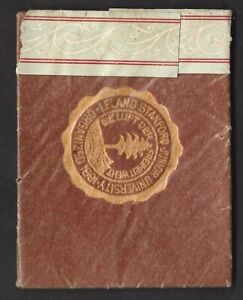 1908 UNOPENED Tobacco Leather STANFORD UNIVERSITY Seal L20 MURAD Cigarettes GLAS