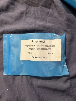 AMPHENOL 97-3101A-10SL-3P (946) BLACK CIRCULAR CONNECTOR, THREADED 3P MALE, New - Image 1 of 4