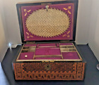 Antique Early Anglo Indian Sewing Box Inlaid Wood 11.5 x 8.5 x 5.5 "