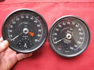 vintage Jaguar Dashboard Gauges Tachometer 140MPH Speedometer SMITHS XKE S-type - Picture 1 of 16