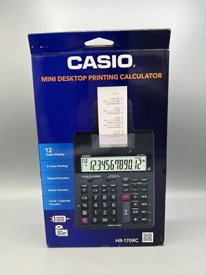 Casio Printing Calculator 6-1/2"Wx11-5/8"Lx2-9/16"H Black HR170RC - Image 1 of 4