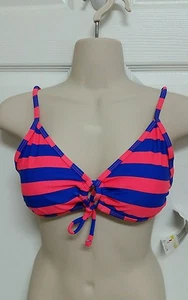 California Waves Bademode NEU Gr. S M L orange blau gestreift Bikini Oberteil - Bild 1 von 4