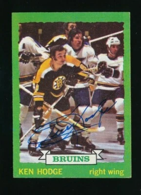 1973 Topps Hockey #133 Ken Hodge signed auto autograph centered crisp blue sharp - Image 1 of 2