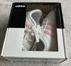 Adidas White Pink Trainer Court Sport Crib Pram Shoe Baby Girl Eu19 UK4K 12-15M