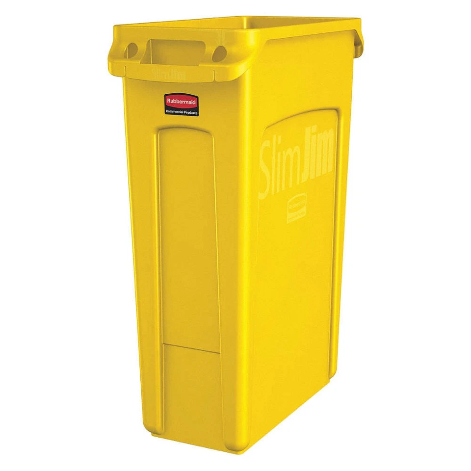 Rubbermaid Commercial Vented Slim Jim Trash Can Waste Receptacle 23 Gallon YEL