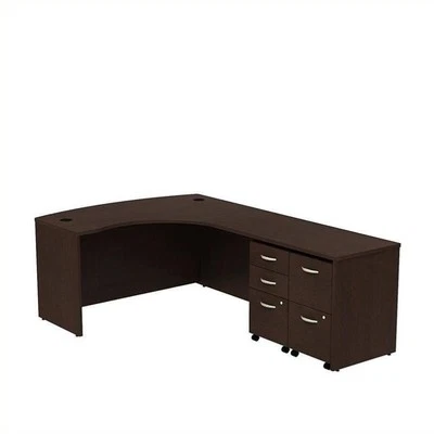 Series C 60W Bow Front L Desk with Drawers in Mocha Cherry - Engineered Wood - Image 1 of 4