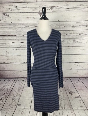 Vestido ceñido al cuerpo Nicole Miller Artelier azul marino a rayas pequeño rayón elástico elegante Foto 1 de 4