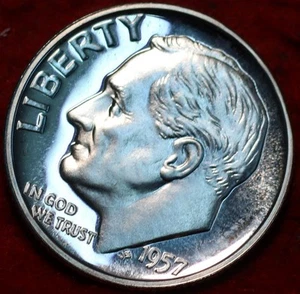 Uncirculated Proof 1957 Philadelphia Mint Silver Roosevelt Dime - Picture 1 of 2