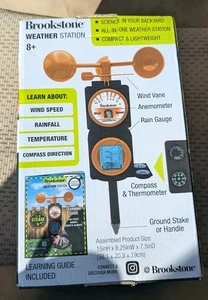 BROOKSTONE CHILDRENS WEATHER STATION ALL IN ONE STATION RAIN New (Label On Box) - Picture 1 of 2