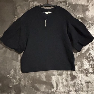 Madewell XS Black Puff Sleeve Sweatshirt Top Pullover NWT Women's - Image 1 of 4