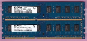 4GB 2x2GB PC3-10600 DDR3-1333 ELPIDA EBJ21UE8BDF0-DJ-F Blue Ram Memory Kit CN - Picture 1 of 4