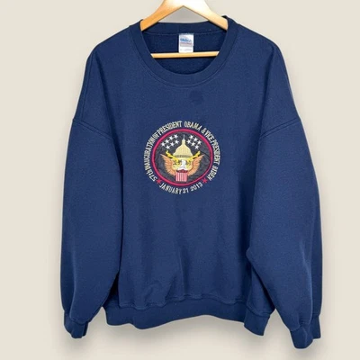 VTG Obama Biden Inauguration Sweatshirt Sweater Navy Blue Embroidered Men 2XL - Image 1 of 4