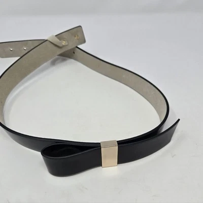 WHITE HOUSE BLACK MARKET FAUX PATENT LEATHER BLACK BOW BELT STRUCTURED WOMEN S - Image 1 of 4