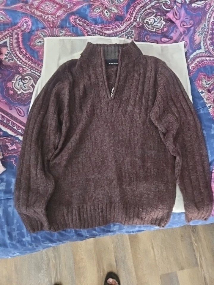 Michael Brandon Mens Sweater Men’s Med  Ribbed 1/4 Zip Sweater - Nice 👍 - Image 1 of 1