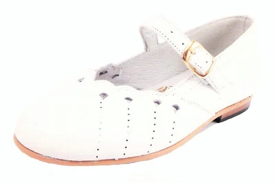 DE OSU - España - Zapatos de vestir clásicos de cuero blanco para niñas -Europeos -Talla 6 y 6,5 Foto 1 de 4
