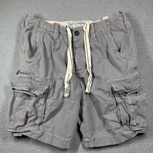 Abercrombie & Fitch Shorts Men's 31x9 Gray Stripe Cargo Button Fly Distressed - Picture 1 of 20