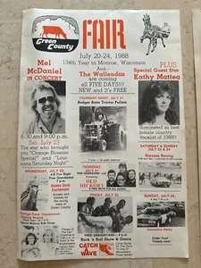 Lot of 2 1988 Green County Fair Posters Monroe WI 11 x 17 Kathy Mattea Mel McDan - Picture 1 of 4