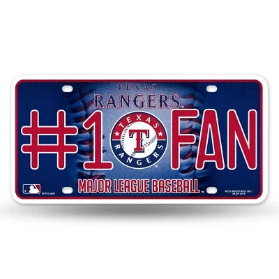 TEXAS RANGERS #1 FAN CAR TRUCK TAG LICENSE PLATE MLB BASEBALL METAL SIGN - Image 1 of 4