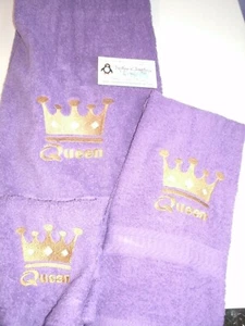 Queen Crown personalisiertes 3-teiliges Badetuch-Set Ihre Farbwahl  - Bild 1 von 2