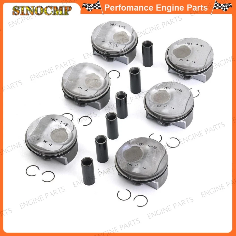 6Pcs Pistons & Rings Set For Porsche Macan Panamera S 4S 3.0T V6 Turbo 970 95B — 第 1/4 张图片