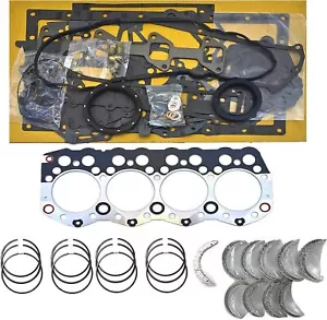 Gasket Kit+4 PCS Piston Rings+Bearing Kit for 3044C Caterpillar 262C Skid Steer - Picture 1 of 9