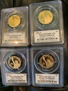 2007-S Presidential Dollar 4- Coin Set With Portrait Labels PCGS PR70DCAM - Picture 1 of 7