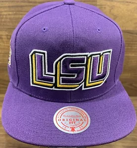 NWT Louisiana State LSU Tigers Side Patch Mitchell & Ness Purple Snapback Hat - Picture 1 of 9
