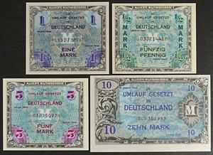 1944 WW2 1/2, 1, 5 & 10 Mark UNC ~ P.191 - P.194 ~ WWII Alliierte Besetzung - Bild 1 von 2