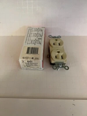 LOT -10  Pass & Seymour Legrand Duplex Receptacle 20A 125V Ivory  CAT No. 5242-I - Image 1 of 4