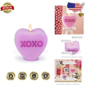 Pastel Orchid XOXO Flameless Candle - Romantic LED Decor for Valentine's Day - Picture 1 of 11