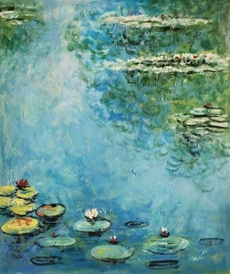 Monet Pond  #e3D-05, 24x20, 100% Hand Painted Reproduction Oil Painting - Picture 1 of 6