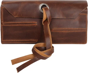Leather Tool Pouch Roll Up 10 Slots Wrench Chisel Bag Port Hand Tool Organizer - Picture 1 of 12