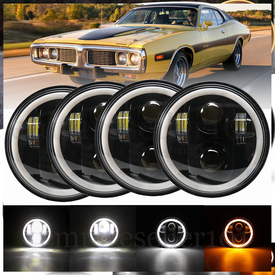 4X 5.75" 5-3/4" Faros LED DRL Proyector Beam para Dodge Charger Coronet Dart Foto 1 de 4