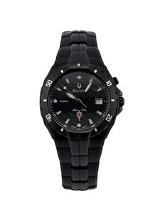 Bulova Men's Marine Star Black Dial Stainless Steel Watch - 98H10 VINTAGE MODEL - Picture 1 of 11