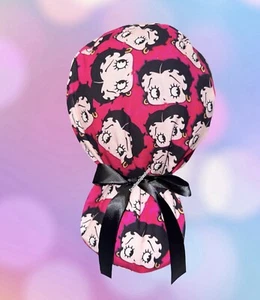 Betty Boop ponytail scrub cap, Betty Boop long hair scrub cap, surgery hat - Picture 1 of 16