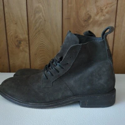 AllSaints Gris Carbón Gamuza Cuero Hombres Botas Con Cordones Talla 43 EE. UU. 10 Foto 1 de 4
