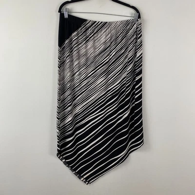 Chicos Asymmetric Midi Skirt Size 2 US Large Black White Pull On Stretch - Image 1 of 4