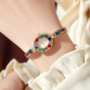 Women’s Retro Quartz Watch Elegant Colorful Diamond Dial Compact Holiday Gift - Picture 1 of 27