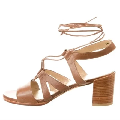 Stuart Weitzman Brown Leather Strappy Gladiator Block Heel Sandals Womens 8.5 - Image 1 of 4
