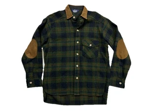Woolrich Vintage Lana Cuadros Franela Cuero Cuello Codo Parches Para Hombre’s M EE. UU. - Imagen 1 de 6