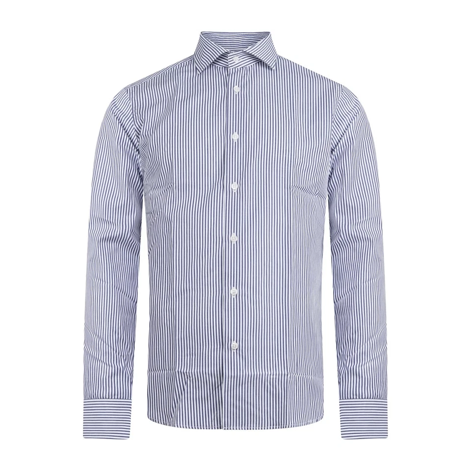 Lavorazione Sartoriale - Camicia bianca rigata in cotone slim fit per uomo - Immagine 1 di 1