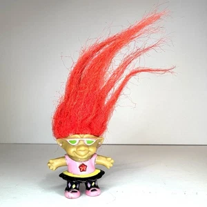 Vtg Mini Treasure Troll Red Hair Red Gem 1992 Ace Novelty Pink Leotard - Picture 1 of 7