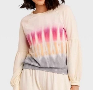 Knox Rose Tie Dye Soft Fleece Lined Soft Cozy Sweatshirt Bishop Sleeves Sz L - Picture 1 of 5