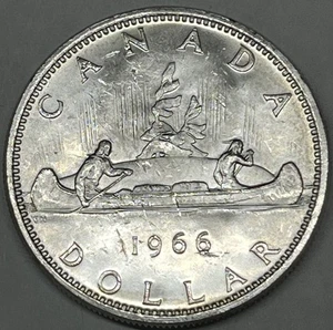 1966 Canada Dollar Silver Coin. Nice AU Coin !!    Free Shipping !! - Picture 1 of 5