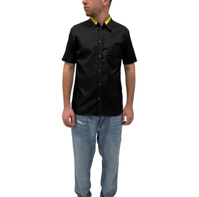 Vintage Helmut Lang Men’s Shirt Short Sleeve Nylon Collared T-Shirt Black Sz 48 - Image 1 of 4