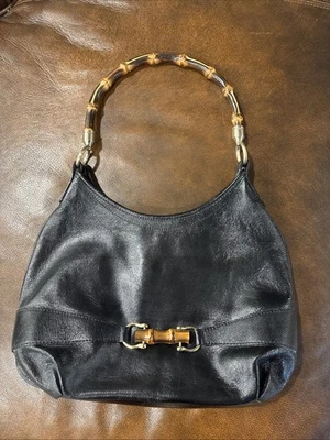 Vintage 90s TALBOTS Handmade Textured Leather Burnt Bamboo Handbag/Purse - Image 1 of 4