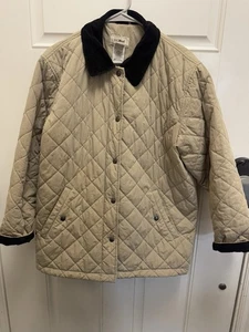 Abrigo de Granero Acolchado LL BEAN Para Mujer M Pana Cuello Chaqueta Caqui Algodón Termore - Imagen 1 de 8